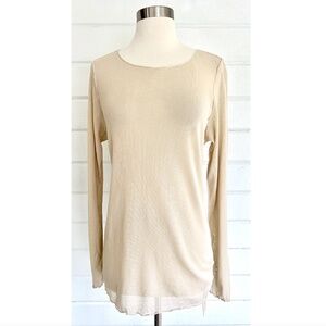 CUT LOOSE 100% Cotton Mesh Long Sleeved Crew Neck T Shirt in Beige - NWT!! - XL